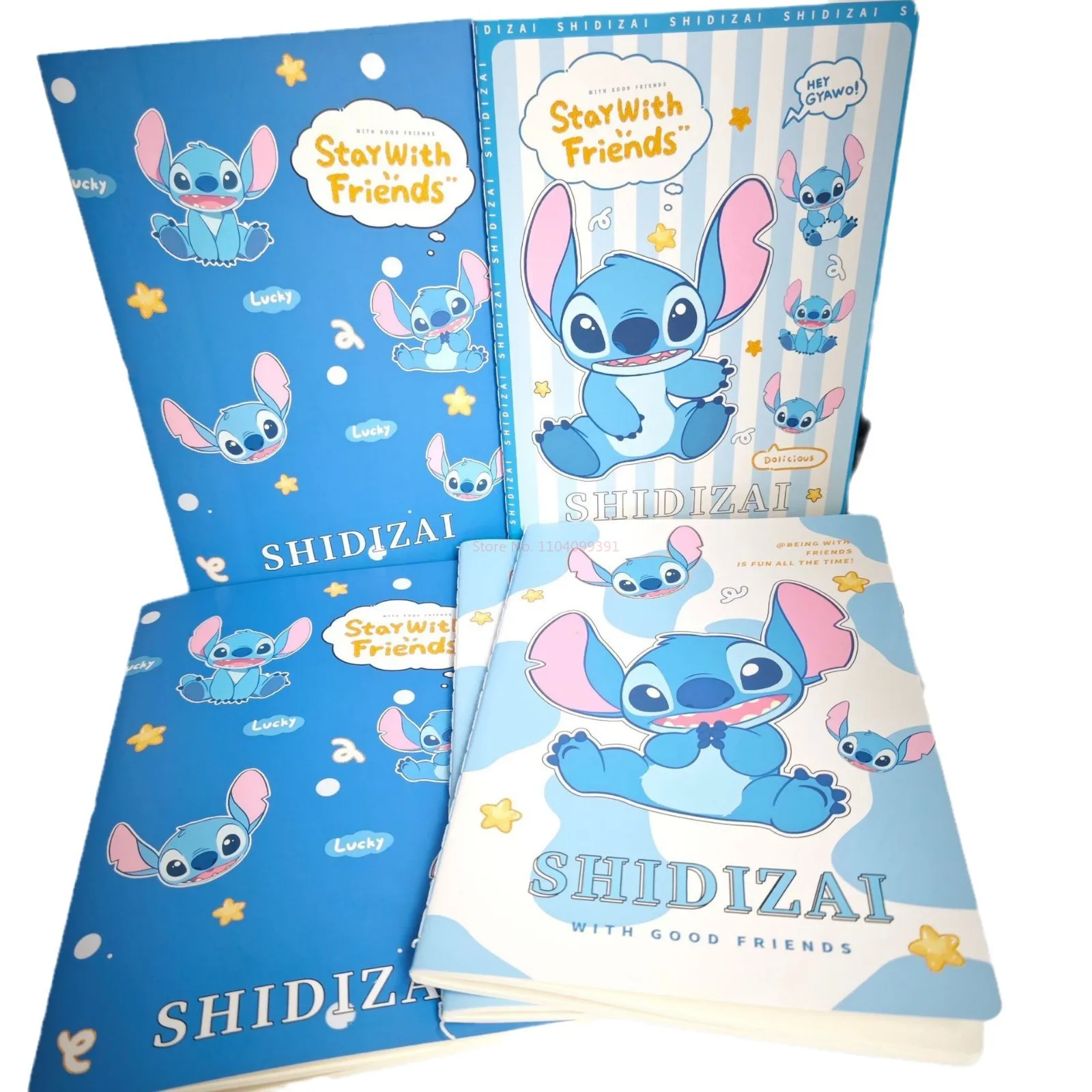 4pcs Cute Cartoon Stitch Car Linebook Student Soft Surface A5 Notebook Notebook Horizontal Notebook Student Stationery Prize