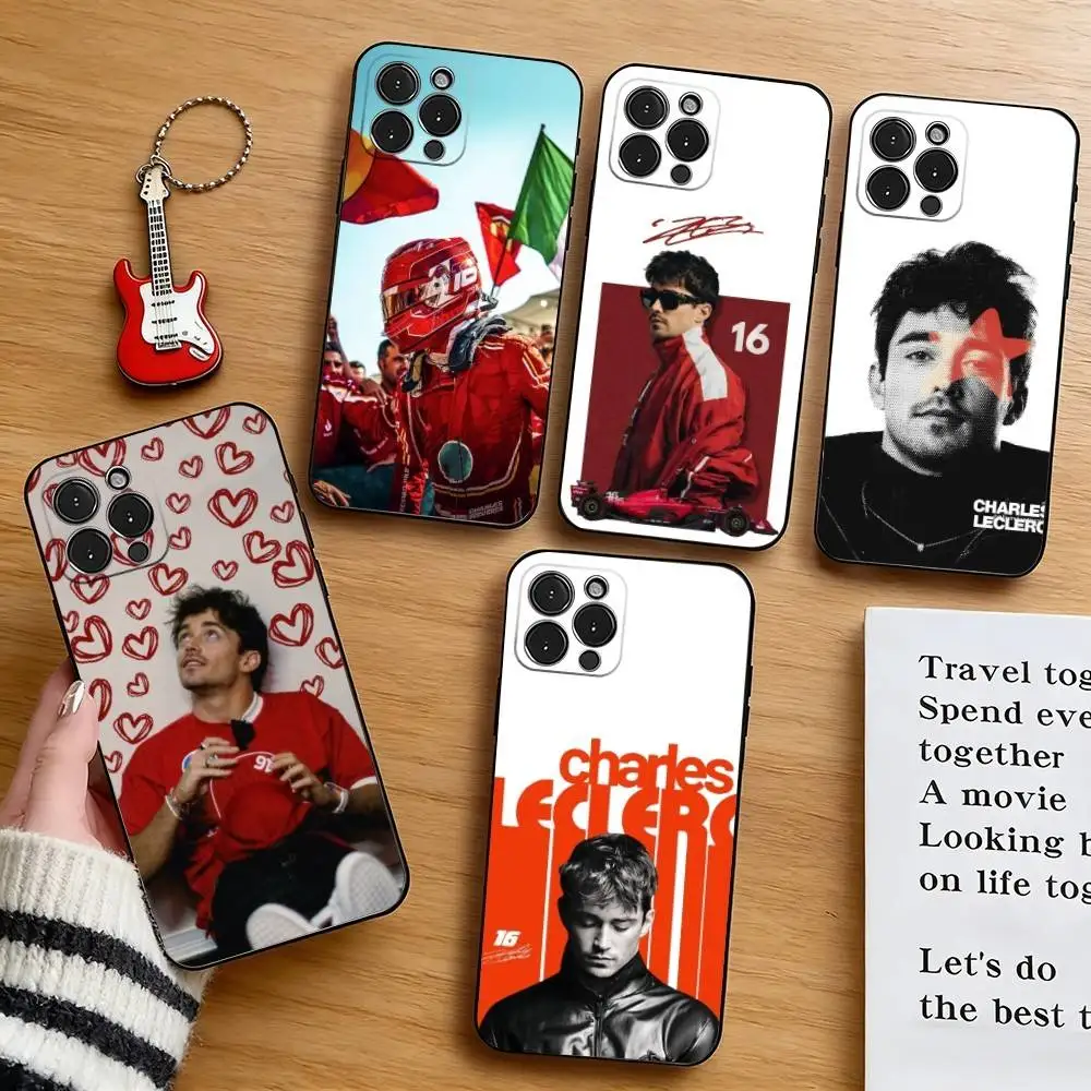 

C-Charles L-Leclerc Racer Phone Case For iPhone 17,16,15,14,13,12,11 Plus,Pro Max,XS,Soft Silicone Black Cover
