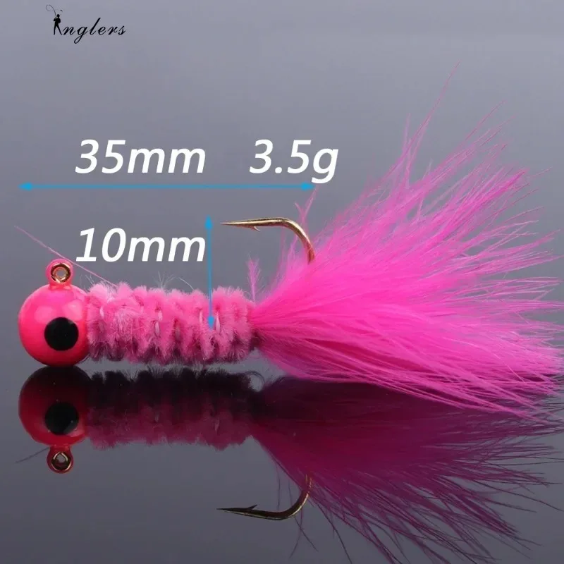 1PCS Feather Metal Jig Head Hook Fishing Crappie Marabou Lure  for Walleye Panfish Sunfish Bluegill Perch Bait Swimbait Pesca