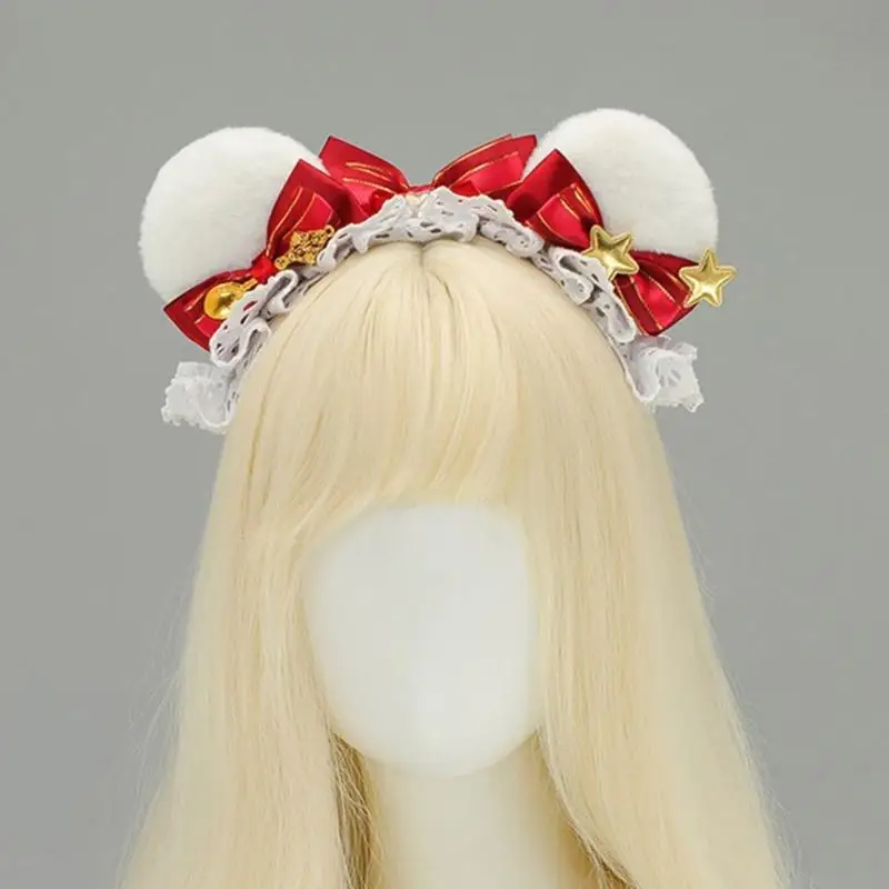 72xe Plüsch Bärenohren Haarband Cartoon Geburtstag Kopfbedeckung Weiches bequemes Stirnbänder für Frauen und Kinder