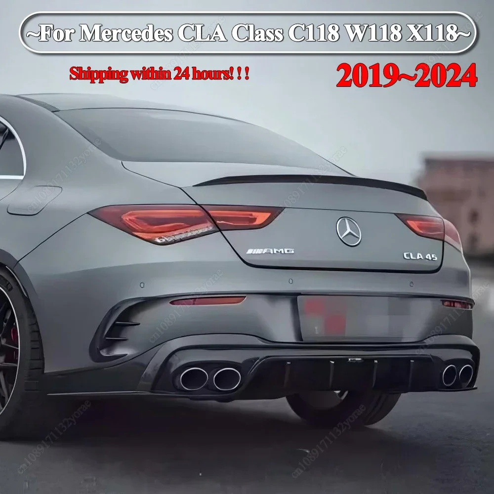 

Для Mercedes Benz CLA Class C118 W118 X118 CLA180 200 220 250 CLA35 CLA45 AMG 2019-2024 Автомобильный задний спойлер багажника, тюнинг губ крыла