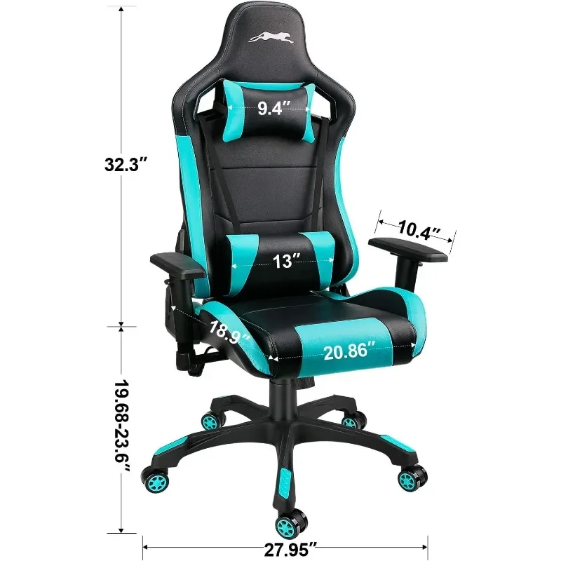 Silla de oficina de cuero PU con respaldo alto, sillas ajustables para videojuegos, silla giratoria de carreras con reposabrazos ajustable