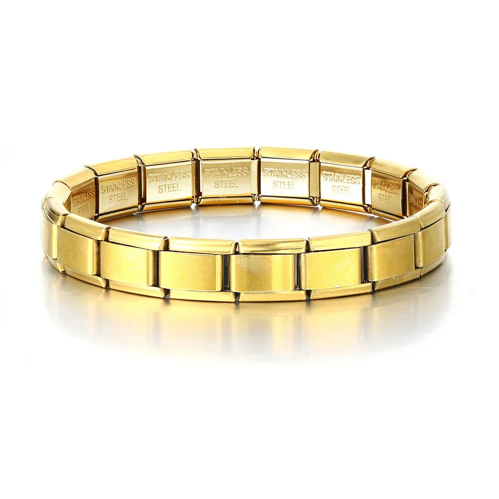 Módulo de acero inoxidable de 9mm para hombre, pulsera italiana de titanio hecha a mano, joyería para mujer, decoraciones de mano