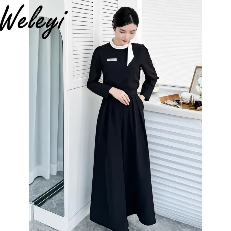 High-end Beauty Salon Hotel Front Desk Club Work Clothes Temperament Health Technician Clothing Culottes Set Autumn and Winter