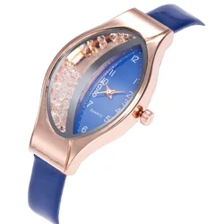 popular women luxury oval broken diamonds personal multicolor quartz wrist watches