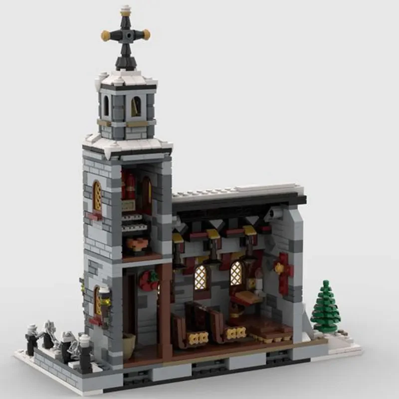 1074PCS Huazhi Building blocks MOC-58208 Christmas Winter Cottage Church set Mosaic building Street View series made in China