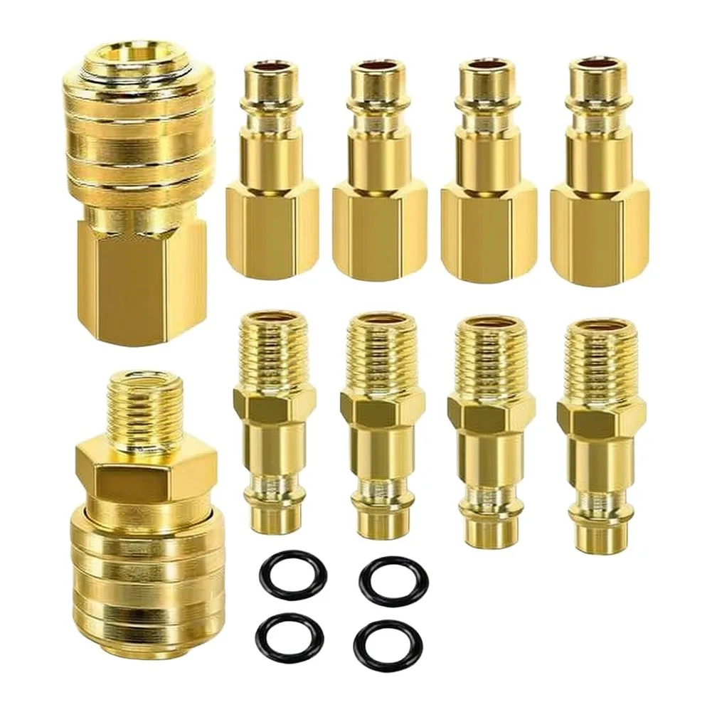 10pcs 1/4 Inch Hose Nozzle Quick-Connect Fitting Quick-Connect Hose Fittings Set For Air Tools Compressors Automotive