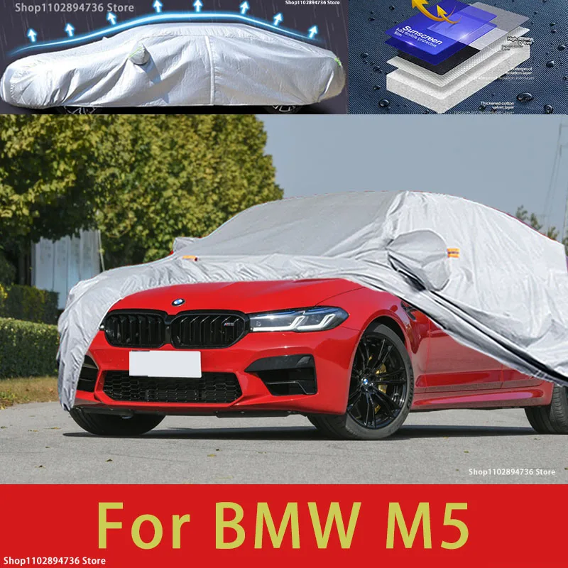 

Однослойный автомобильный чехол для BMW M5, наружная защита, полные автомобильные Чехлы, снежный чехол, Солнцезащитный водонепроницаемый пыленепроницаемый автомобильный аксессуар