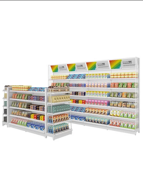 Convenience store shelves Supermarket shelves Single sided double sided island display rack Snack rack