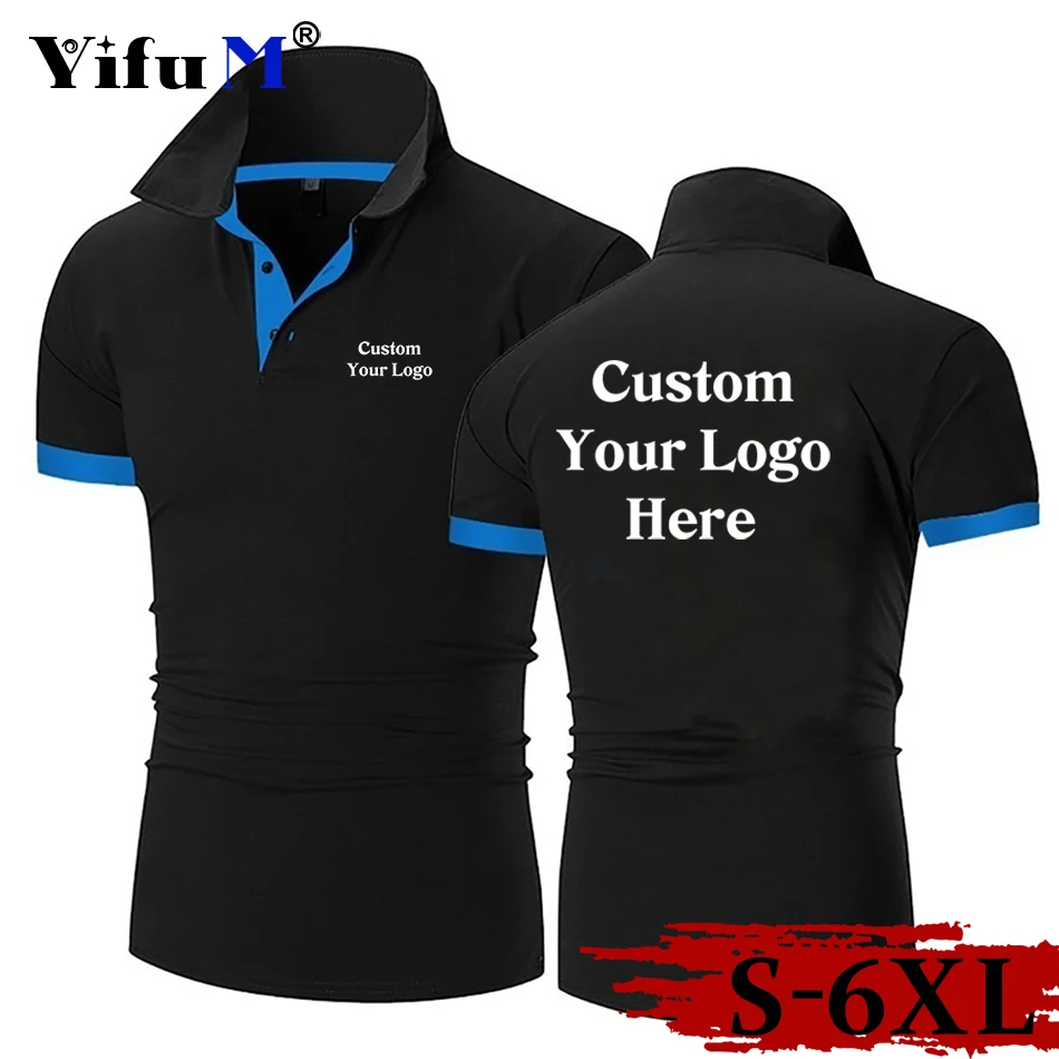 Custom Your Logo Company Personal Business Short Sleeve Polo Design Printing Logo Casual Men Women Lapel Cotton Slim Fit Shirt