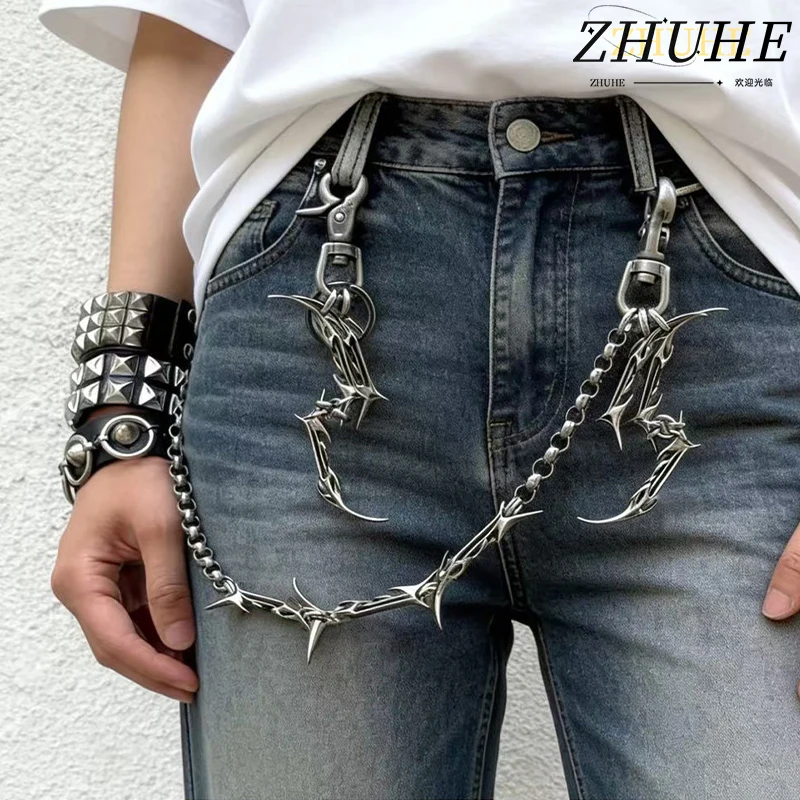 

Artistic Punk Jewelry Accessories Sharp-Edged Waist Chain, Unisex Women Men Trendy Pants Chain for Bold Outfits