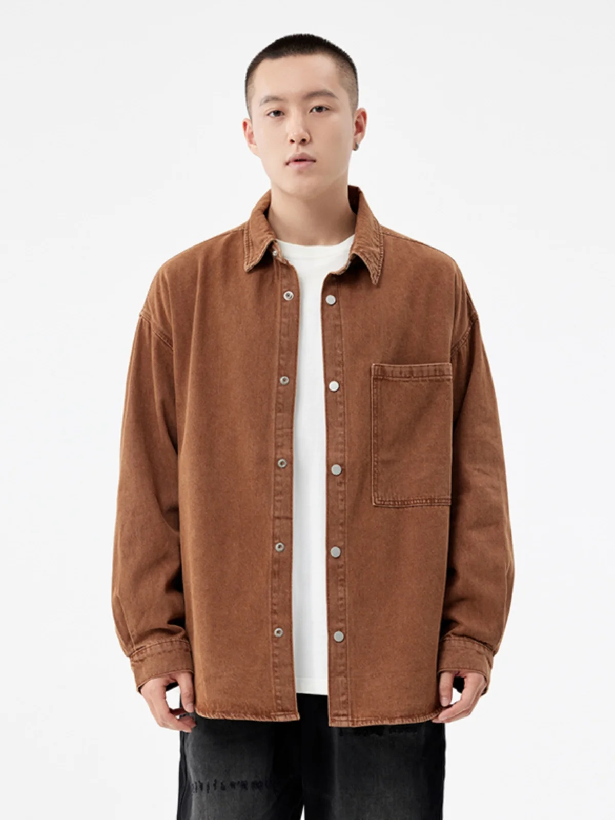 

Мужская свободная джинсовая куртка American Sle Heavyweight Long Sleeve из плотного хлопка, в стиле ретро, для работы, модная