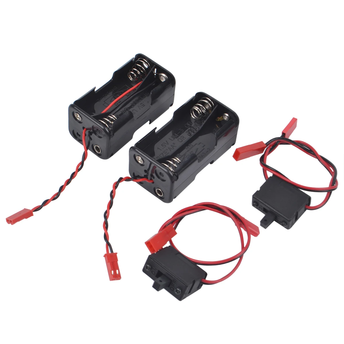 

2Set On/Off Power Switch Battery Receiver 4 Cell AA Battery Container JST Plug for 1/8 1/10 RC Nitro Power Car Truck Accessories