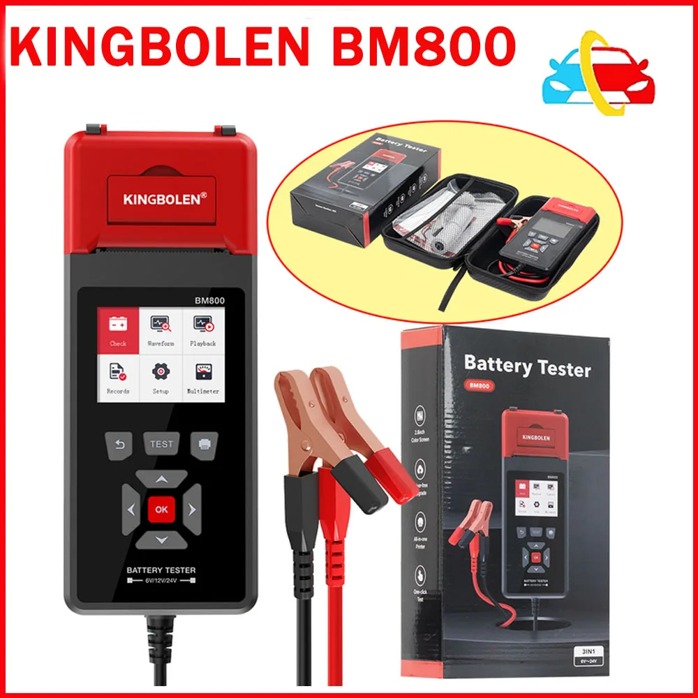 

KINGBOLEN BM800 YAWOA Car Battery Tester with Print Function 6V 12V 24V Battery Analyzer Cranking Test Charging Test Max Load