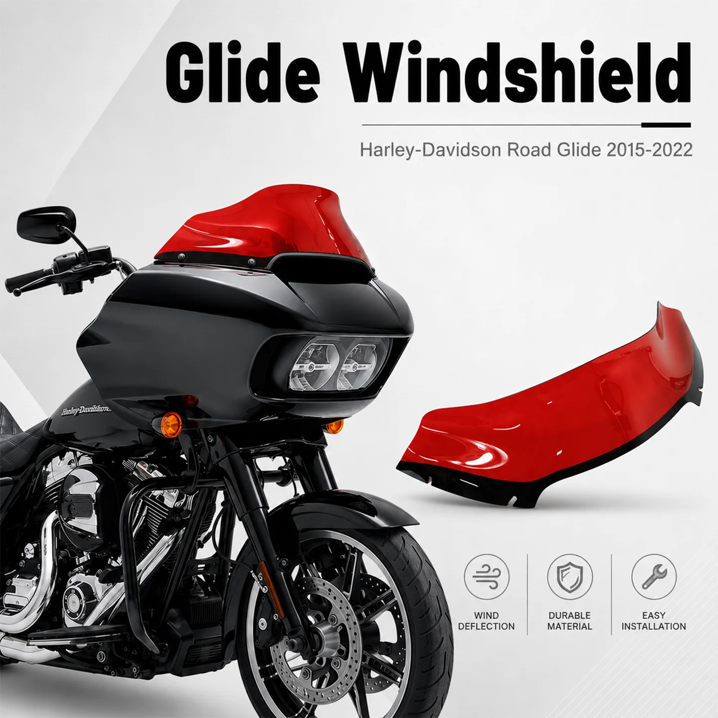 For Harley-Davidson Road Glide 2015-2022 Extended Windshield Wind Deflector Red/Yellow/Gray Touring Motorcycle Accessories