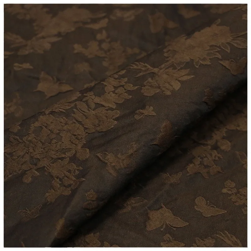 This is a nostalgic designer fabric made of traditional silk and wool jacquard dyed with pod plants