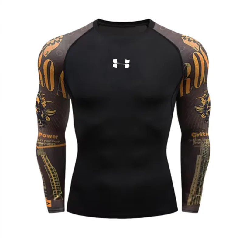 Compression Long Sleeve T Shirt Men Elastic Training T-shirt Gym Fitness Workout Tights Sport Jersey Athletic Running Shirt Men