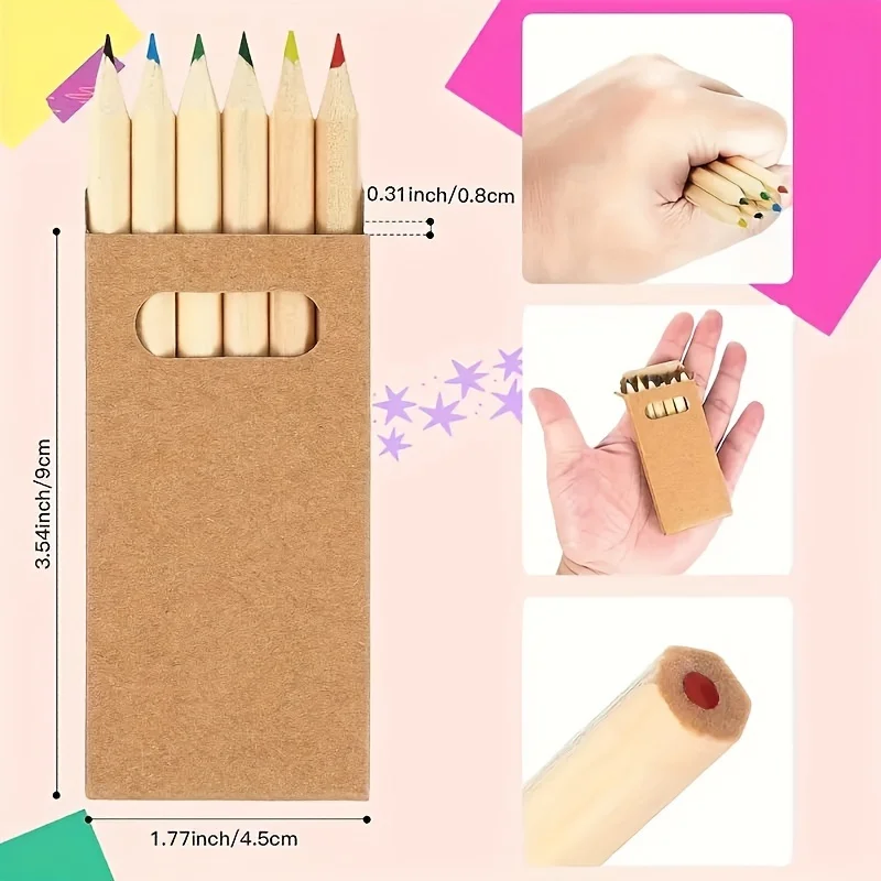 36/12pcs 8.8CM Mini Colored Pencil Kawaii Kids Children Small Draw Pen Cute Wooden Colored Pencil Set for School Supplies Gift