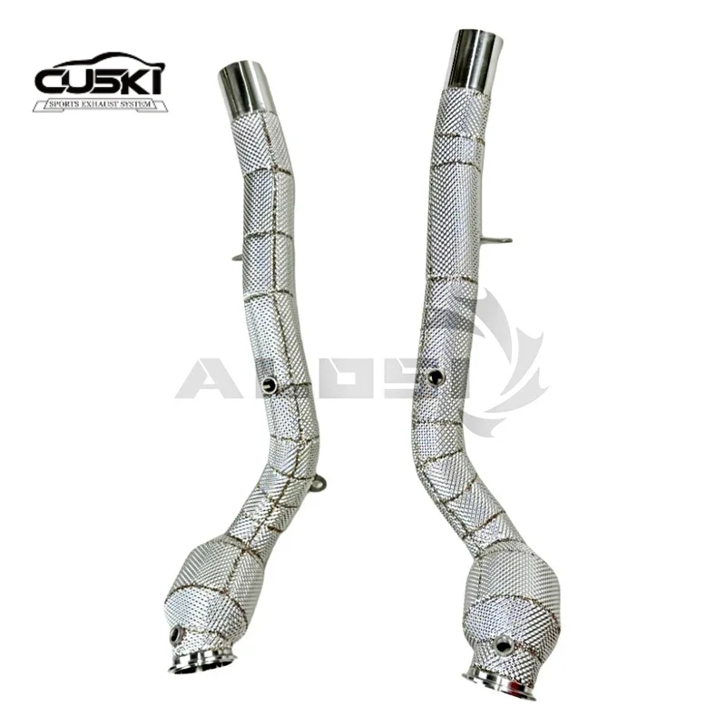 High performance exhaust components suitable for Ferrari GTC4 LUSSO 3.9T 2017-2019 stainless steel downpipe with heat shield