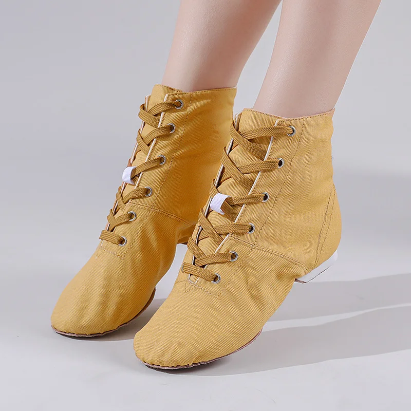 Women's Dance Shoes Lace-up Split-Sole Standard Practice Social Salsa Ballroom Latin Jazz Beginner Teaching Dance Shoes Canvas