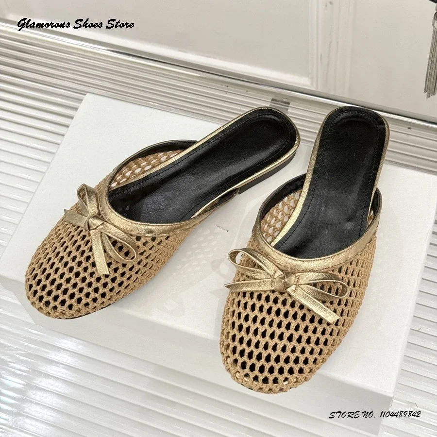 

Полые тапочки из овчины с бантом, женские туфли на плоской подошве с круглым носком, модные повседневные туфли-лодочки на плоской подошве в праздничном стиле