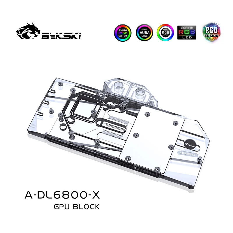 Bykski A-DL6800-X, Penutup Penuh Blok Air GPU untuk Datdan Radeon RX 6800 16GB X/Safir Pulse Radeon Rx 6800 16Gb 3 Kipas