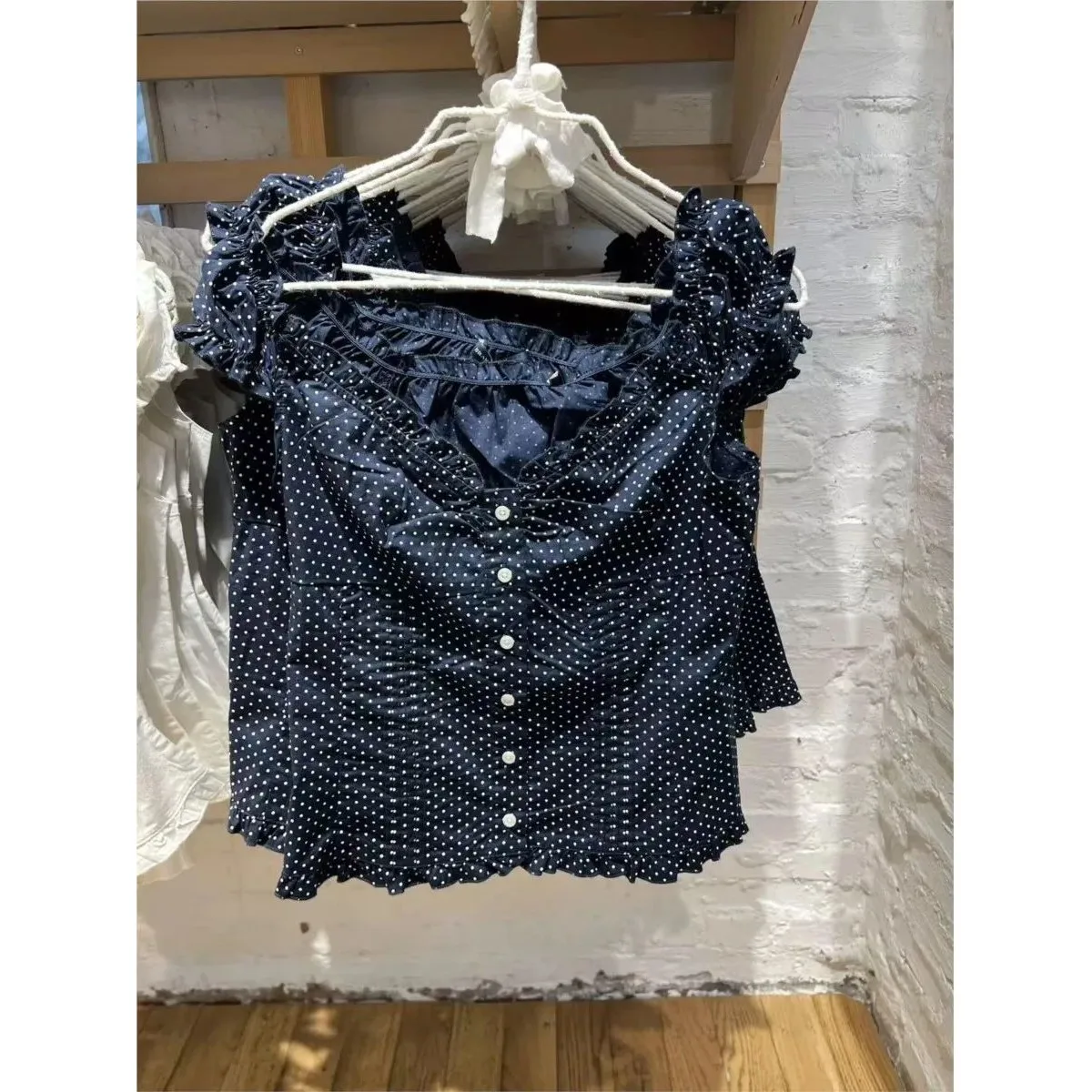 Blusa Vintage com Estampa de Poás para Mulheres, Casual, Nova, Sensação Fresca, Camisa  de Fibra Trisacetato