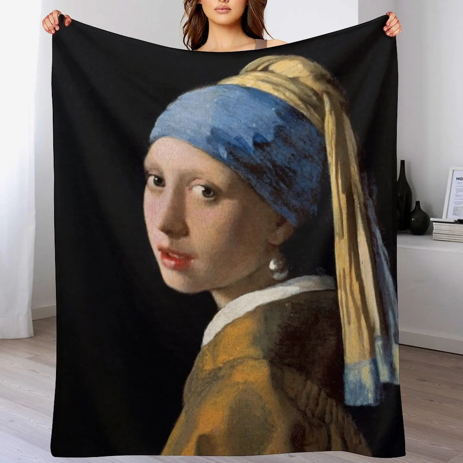 Vermeer - Girl with a Pearl Earring Throw Blanket Single blankets and throws Sofa Throw Large Blankets