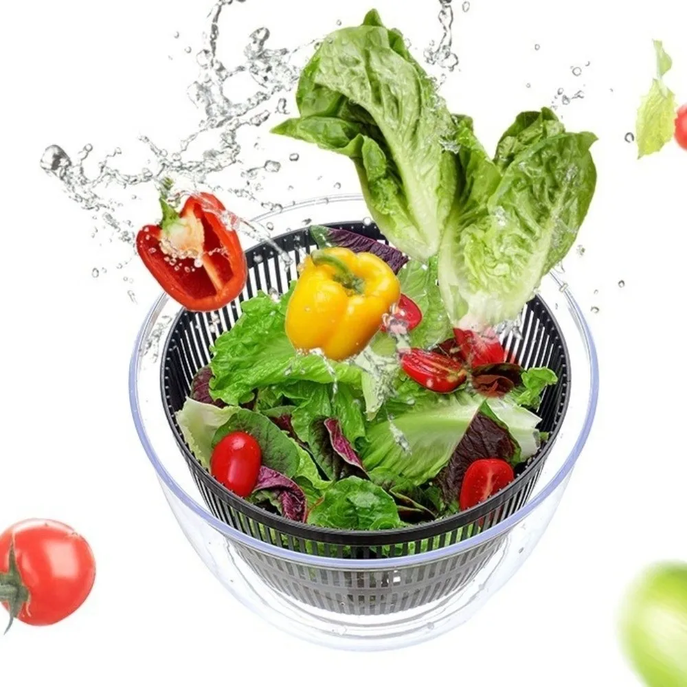

3 L Capacity Vegetable Salad Spinner Quick Spin Press-type Lettuce Leaf Dehydrator Household Fruits Drain Basket Fruit Washing