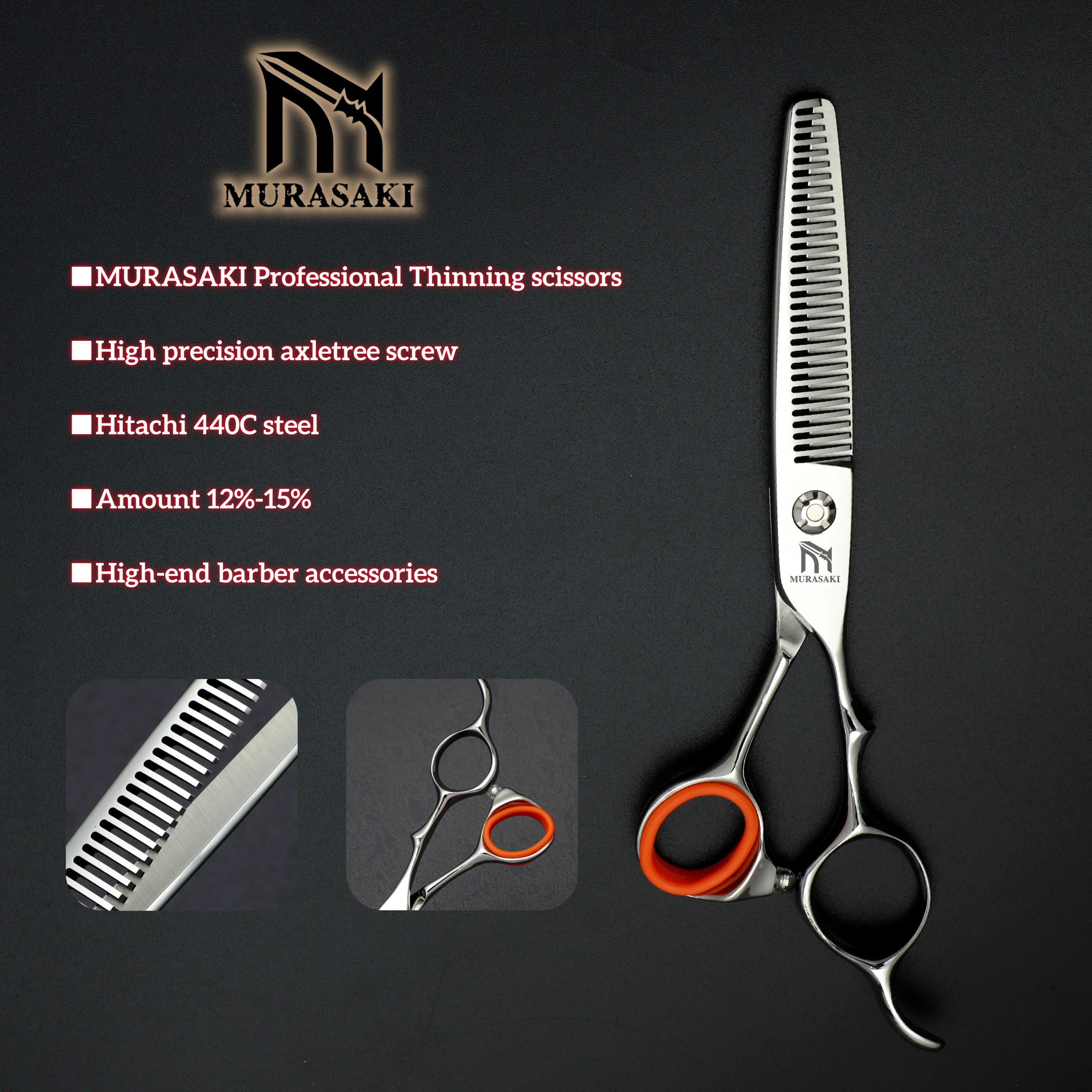 

Professional hairdressing scissors，6.0 inches hair thinning shears，Japanese 440c steel barber accessories，hair cutting tools