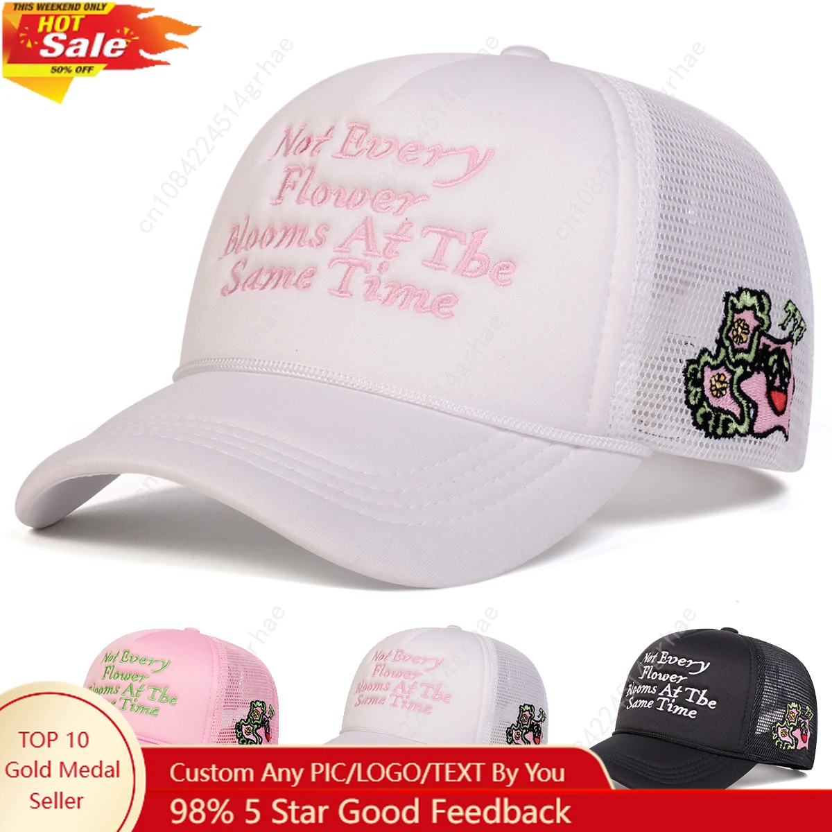 

Unisex Not Every Letter Embroidery Baseball Net Caps Hip Hop Cap Spring Summer Outdoor Adjustable Casual Hats Sunscreen Hat