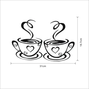 Schöne Wanddesign Küche Kaffee Restaurant Tee Wandaufkleber Kunst Vinyl Kaffee Tassen Aufkleber Dekoration (Größe: Einzelgröße) 8 Hauptverkaufsaufkleber Cantinho do Café - №2