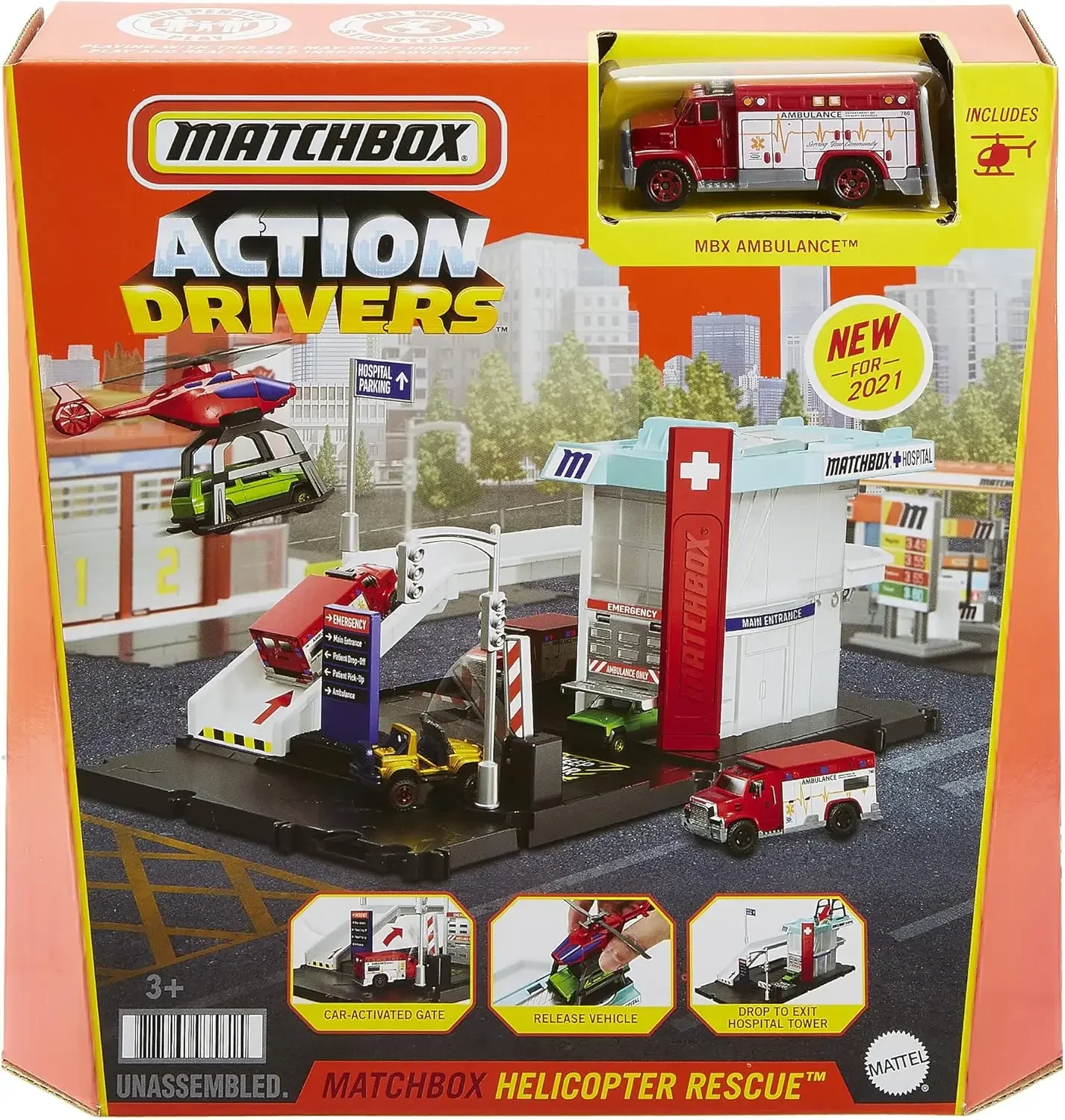 Original Matchbox Car Toy 1/64 Playset Action Drivers Helicopter Rescue Ambulance Vehicle Model for Boy Collection Birthday Gift