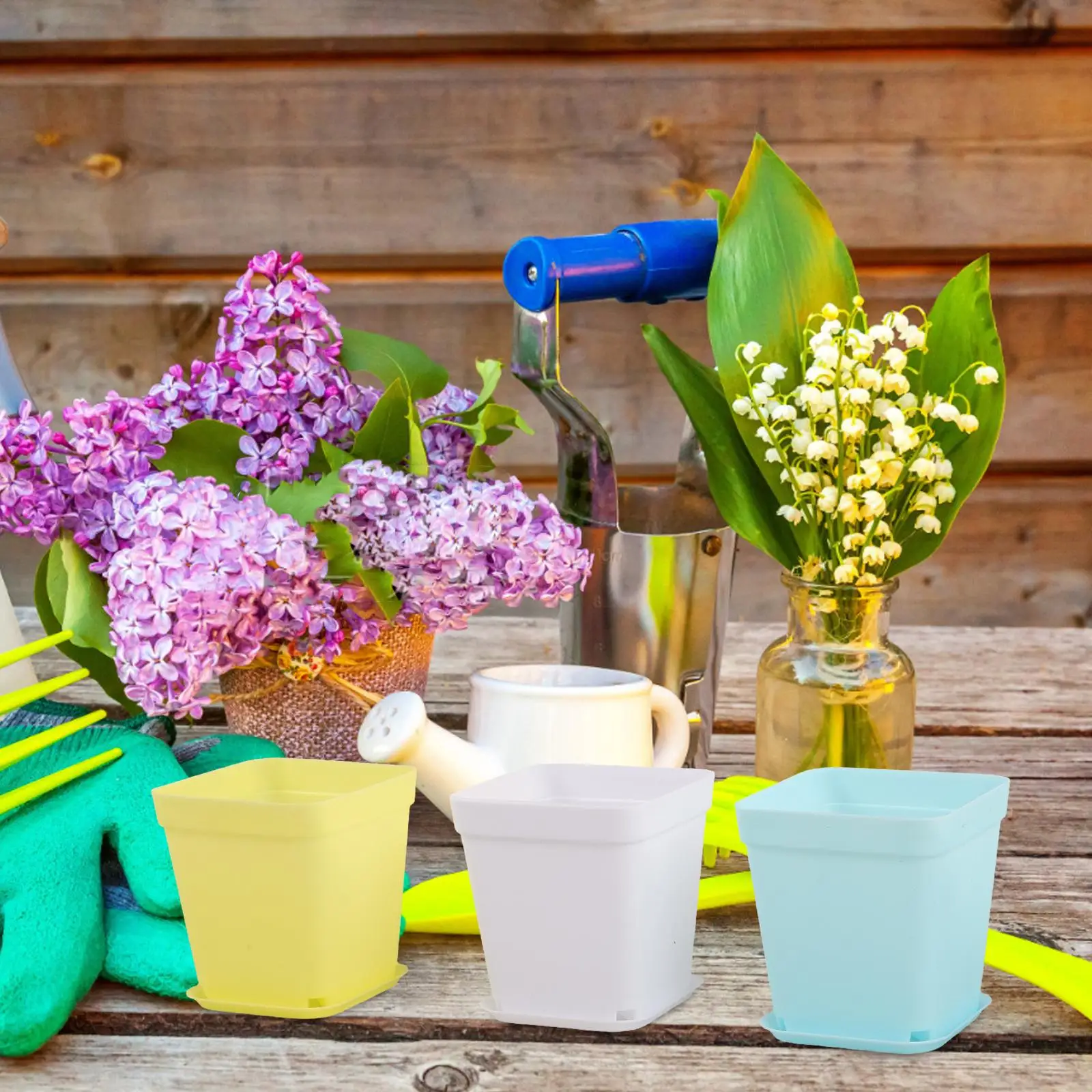 24 Pcs Candy Color Seedling Pots Rectangular Lightweight Space Saving Indoor Plants Flower Pot Gardening Tools Reusable Easy