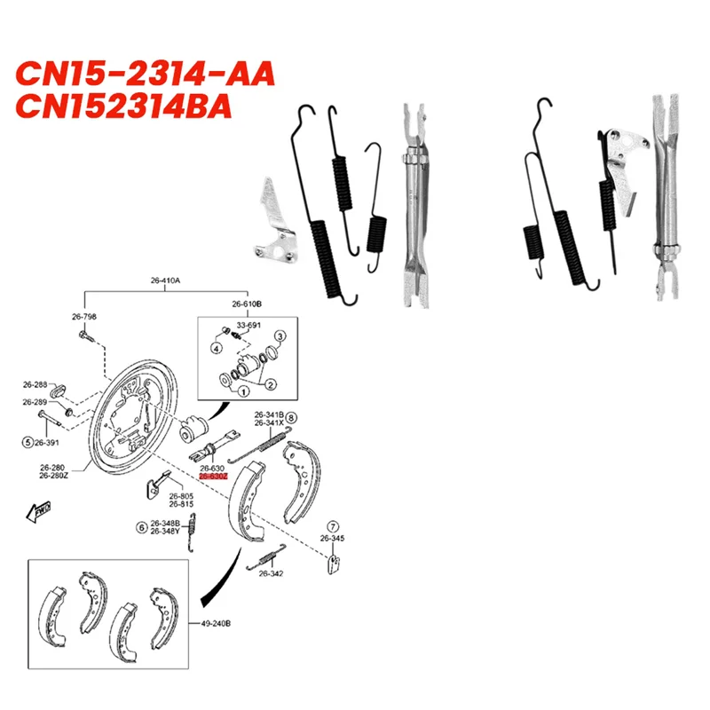 

L37A-1 пара автомобильных тормозных колодок, комплекты регуляторов сласта CN15-2314-AA CN152314BA для Ford Fiesta 09-13 Mazda 07-12, ремонт регулятора тормоза