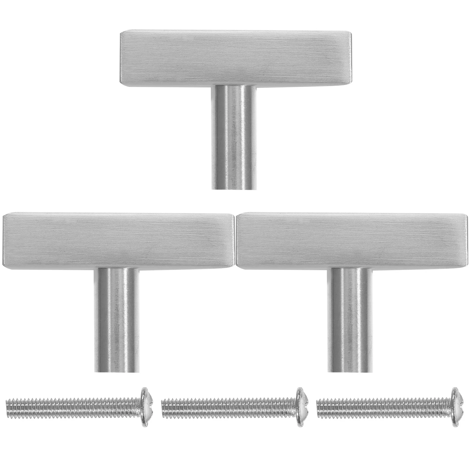 

3pcs Stainless Steel T Bar Cabinet Handles Modern Kitchen Drawer Pulls Smooth Easy Install Silver Interior Door Handle For