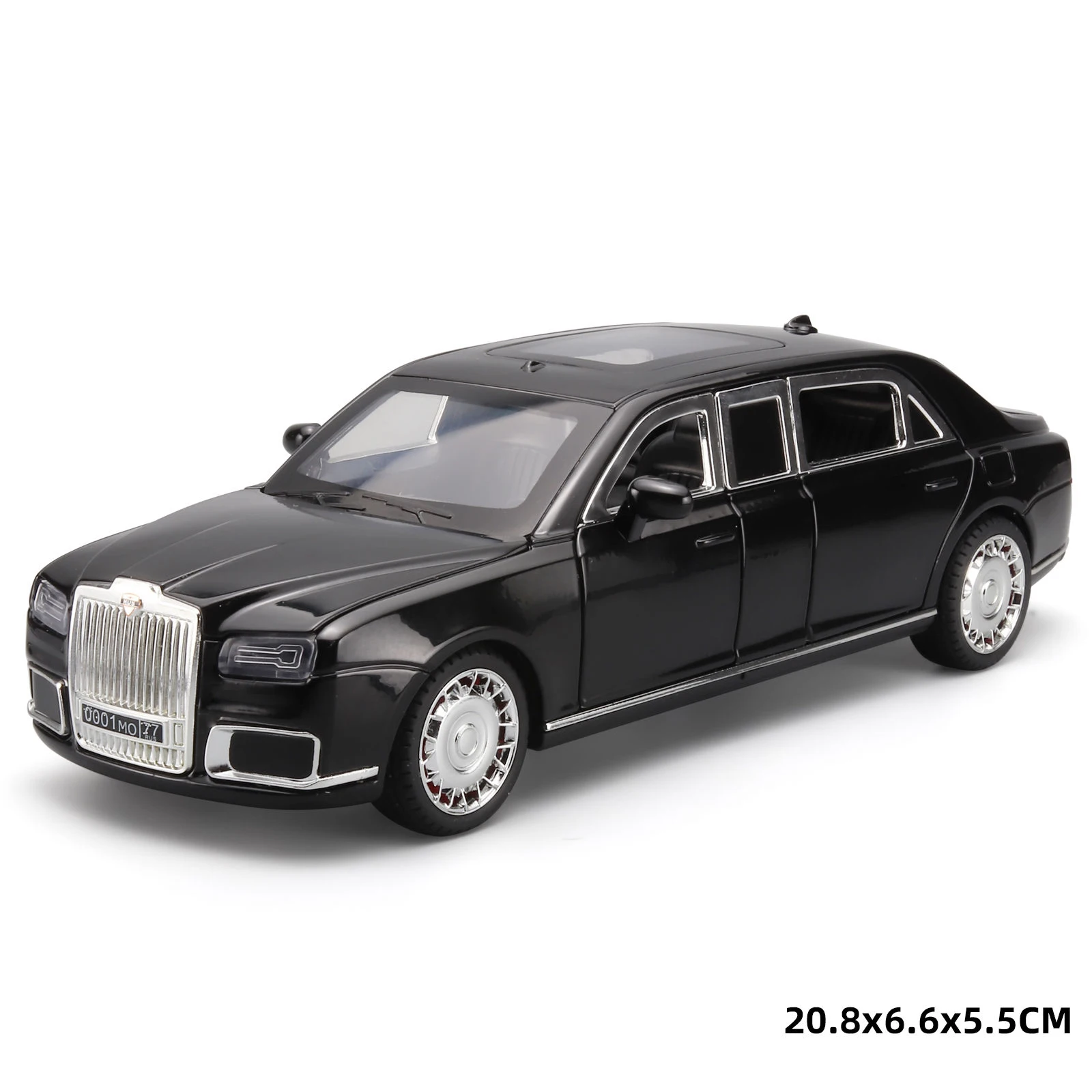 1:24 Aurus Motors Aurus Senat Rusland Presidentiële Auto Legering Model Auto Geluid en Licht kinderen Speelgoed Collectibles verjaardagscadeau