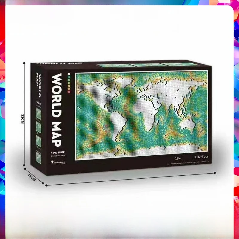 

Artistic World Map Jigsaw Puzzle Adult High Difficul Large Size Building Blos Toy for Children And Adults