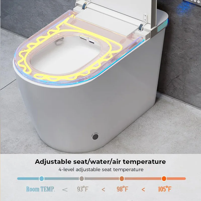 Modern Smart Toilet With Automatic Open/Close Lid Electric Toilet With Bidet Built In Heated Seat Auto Flush Water Closet Toilet