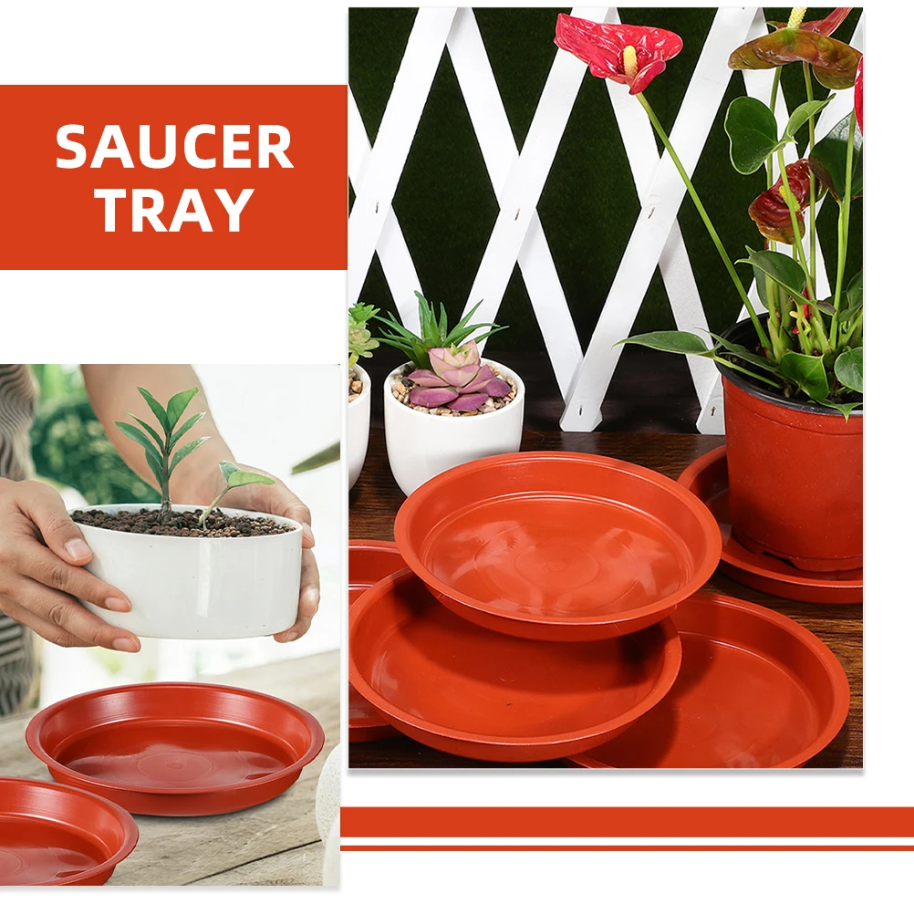 

6 Pcs Plant Tray Trays for Pots Saucer Multiple with Wheels Planter Dishes Saucers Plastic Plate Round