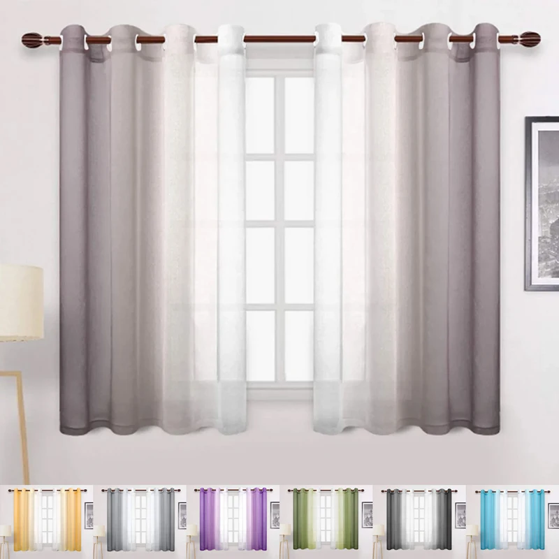 

Tulle Decorative Sheer Curtains Modern Gradient Color Curtain for Living Room Bedroom Kitchen Hotel Home At Window Panels шторы