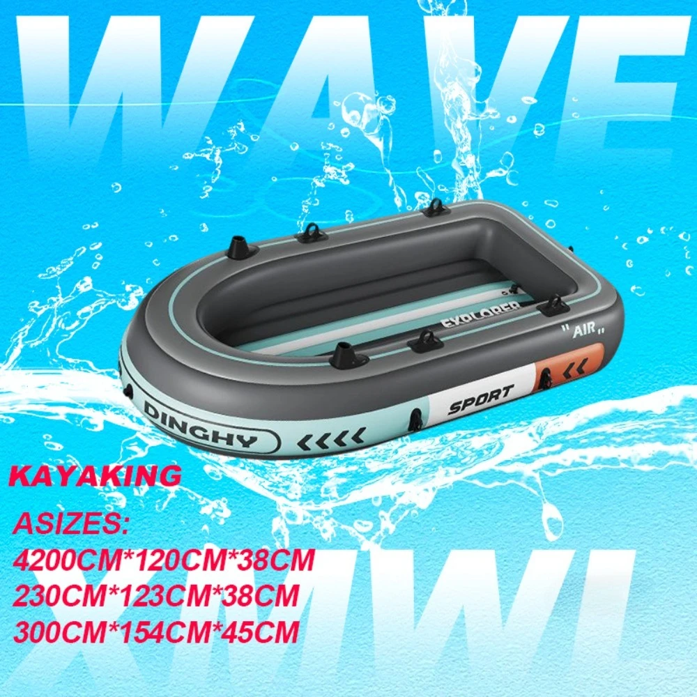 Kayak de pêche gonflable épais, résistant à l'usure avec chargement sans fil et PVC à polymère pour débutants et utilisation en extérieur