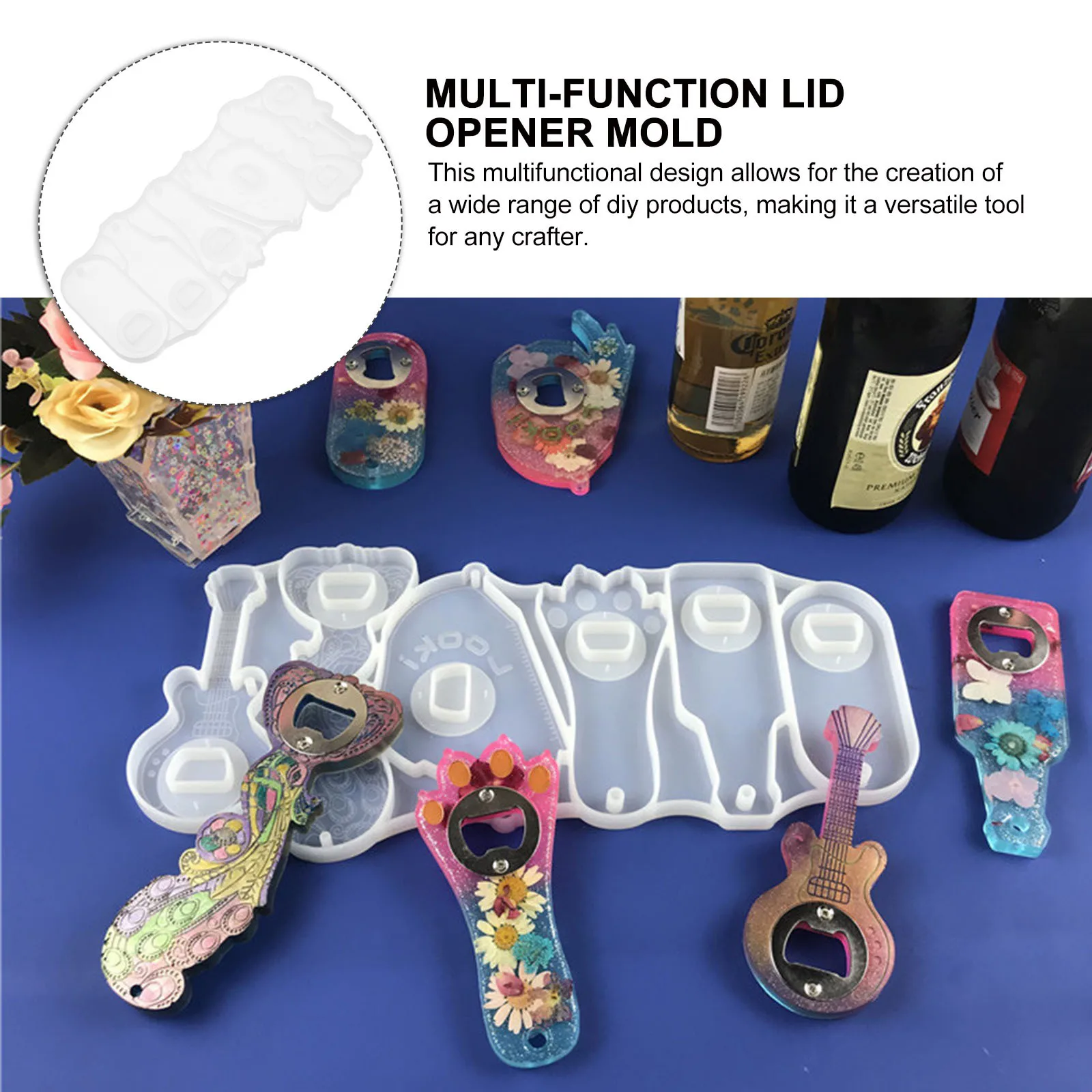 

Silicone Mould for Resin Bottle Opener Multifunctional Design Wear Tear Easy Use Exquisite Details Observe Production Process