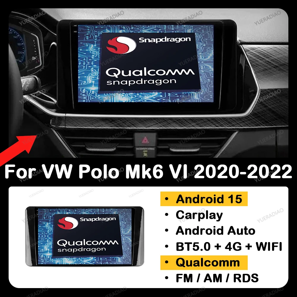 

Android 15 Carplay Auto For Volkswagen Polo Mk6 VI 6 2020 2021 2022 Car Radio Multimedia Video Player Head Unit GPS NAVI 4G WIFI