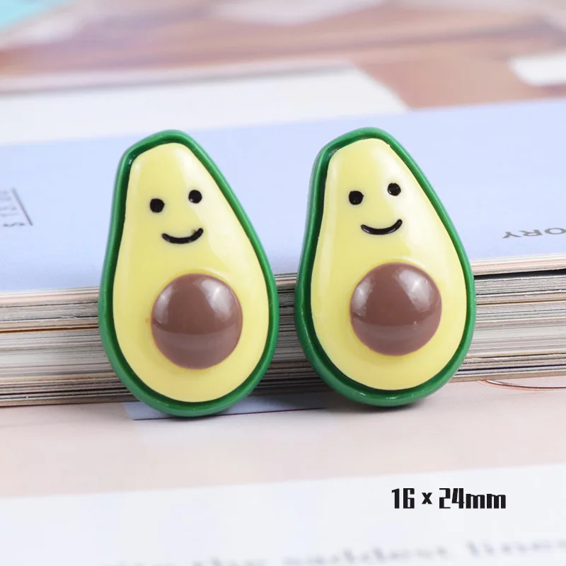 20Pcs Nette Cartoon Avocado Harz Ornamente Handgemachte DIY Handwerk Liefert Telefon Shell Patch Materialien Decor Mädchen Haar Zubehör