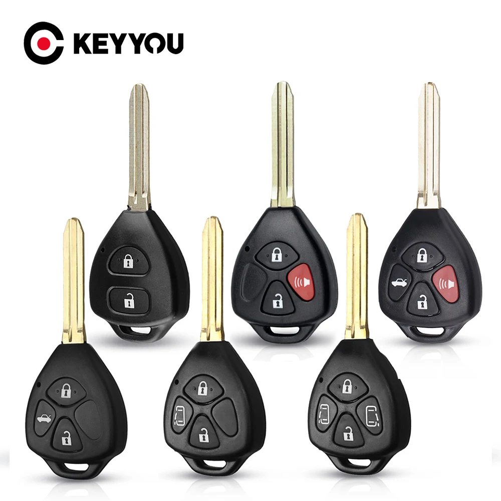 

KEYYOU 2/3/4 BTN Remote Car Key Case Shell FOB Cover For Toyota Corolla Yaris Prado Tarago Camry RAV4 REIZ Crown Avalon Venza