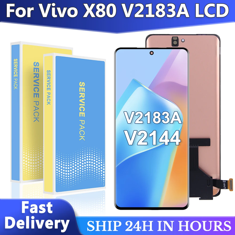 120HZ AMOLED For Vivo X80 V2144 LCD Display Touch panel Screen Digitizer Assembly Replacement For Vivo X80 Display Screen