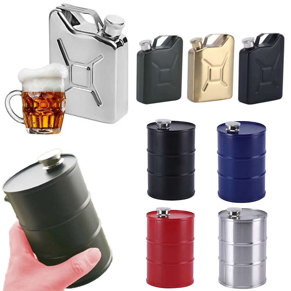 25oz 750ml Vodka Oil Drums Bottle Whisky Flagon Oil Barrel Vodka Whiskey Jug Portable Stainless Steel Alcohol Liquor Hip Flask