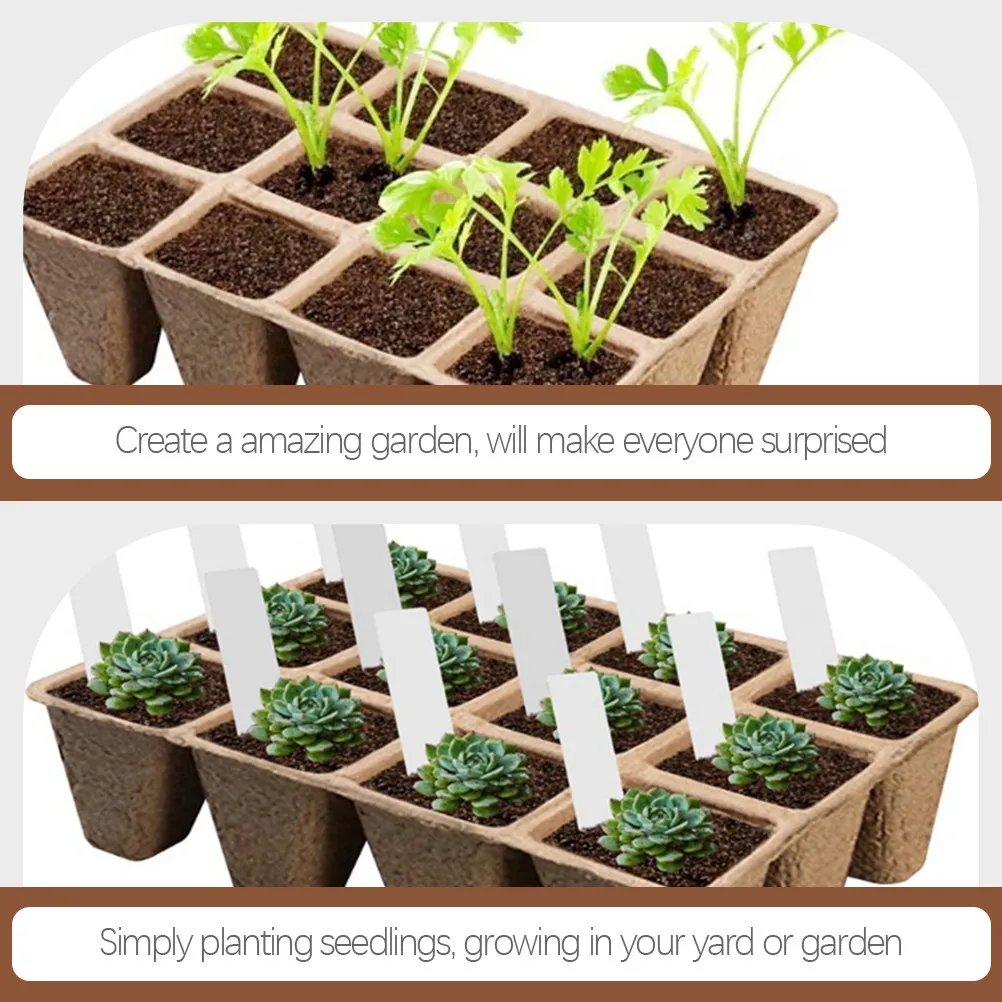 1Set Degradable Pulp Plant Nursery Pots 12 Cell Starter Tray for Soil Transplantation No Root Disturbance Compostable Gardening