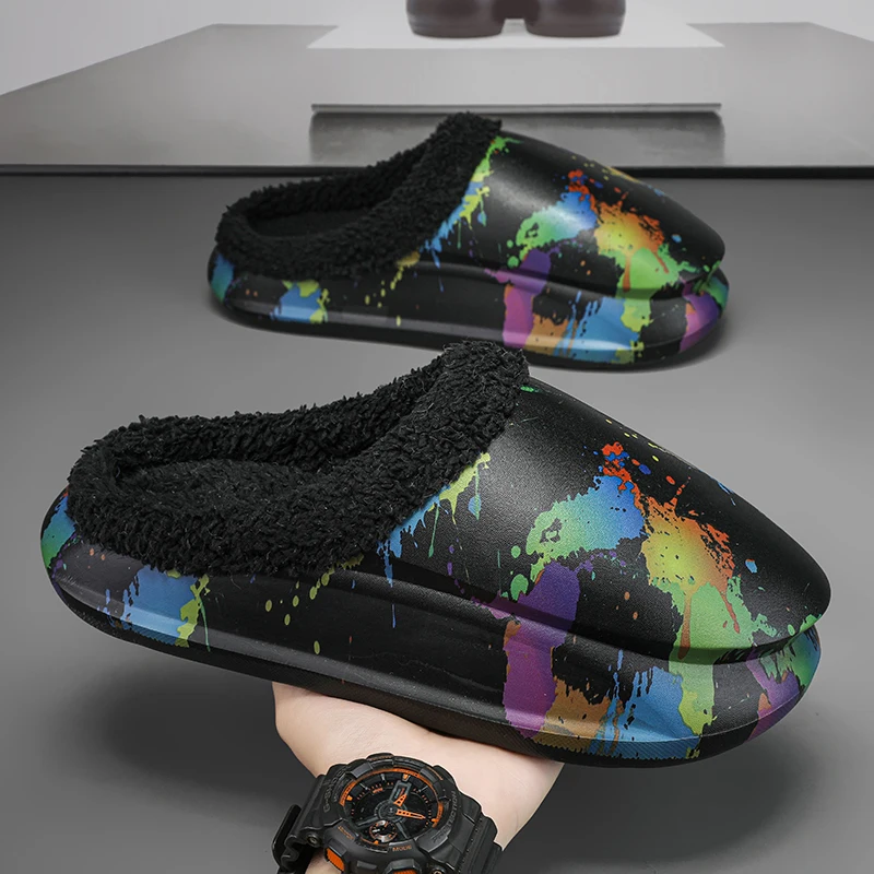 

Зимние хлопковые тапочки, мужская обувь, мягкие теплые мужские сандалии, удобная мужская женская обувь на толстой подошве